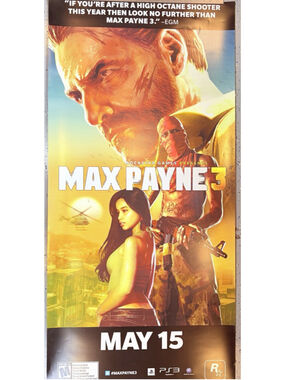 Max Payne 3 PS3 28x58 Store Promo Poster Rockstar Games May 15